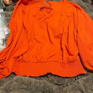 Anthropologie Vibrant Orange Blouse